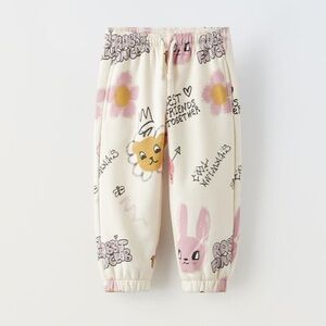 NWT Zara organic cotton blend printed plush pants 5-6Y